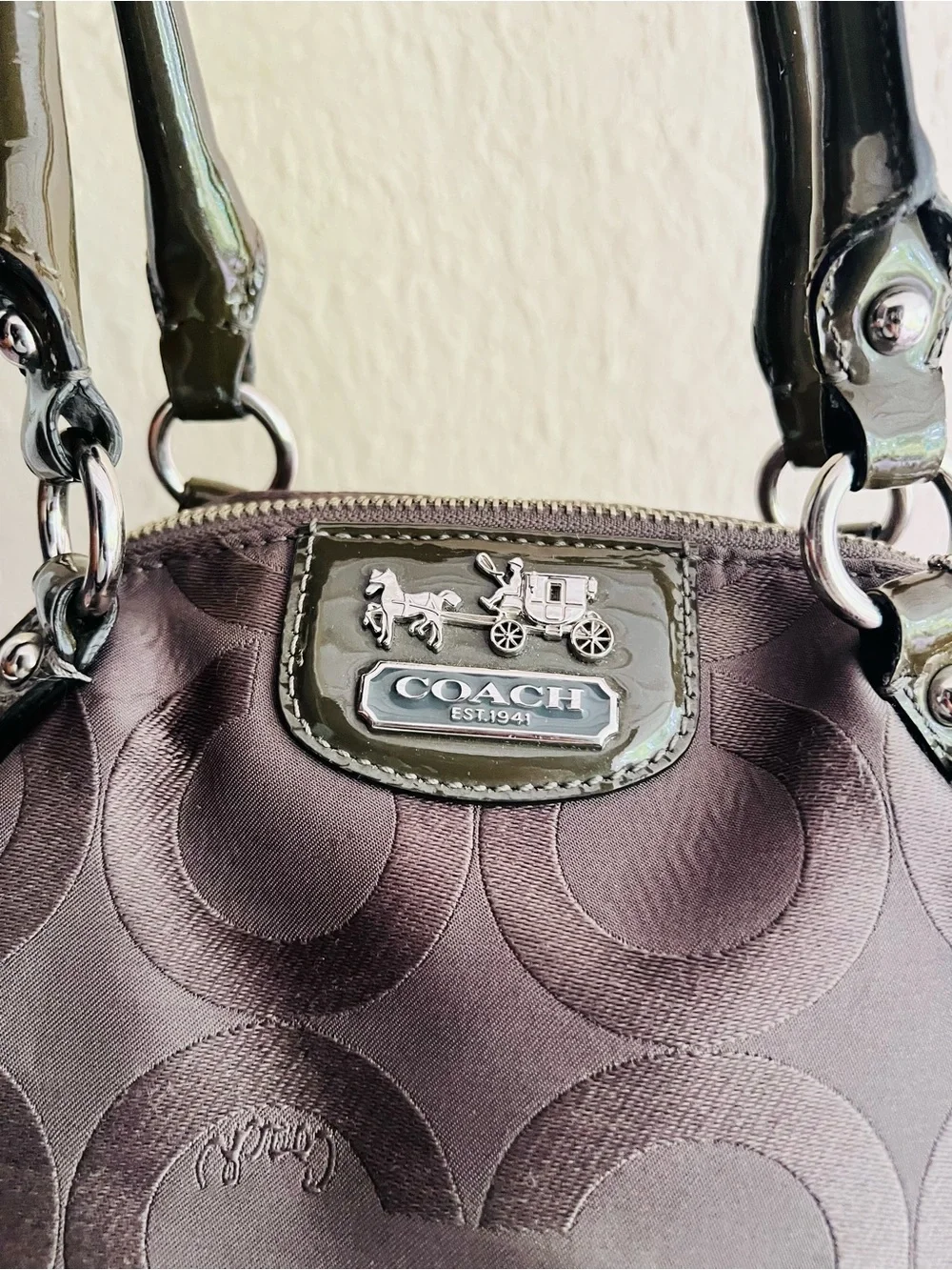 Coach Madison Op Art Signature Lindsey Satchel